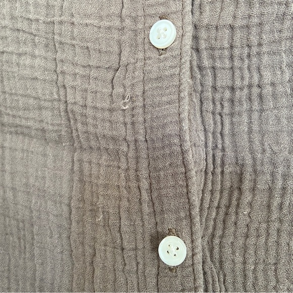 Outerknown Costa Cotton Gauze Button Down Shirt in Taupe | Size XS - Picture 6 of 6